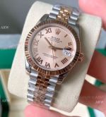 Swiss Faux Rolex 31mm Datejust Rose Gold with Roman Jubilee Bracelet